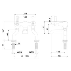 Burlington Kensington Chrome Deck Mounted Bath Filler Burlington Kensington Chrome Deck Mounted Bath Filler Dimensions
