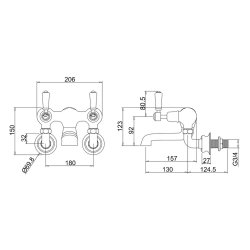 Burlington Kensington Chrome Wall Mounted Bath Filler Burlington Kensington Chrome Wall Mounted Bath Filler Regent Dimensions