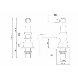 Burlington Kensington Chrome Bath Pillar Taps Burlington Kensington Chrome Bath Pillar Taps Regent Dimensions