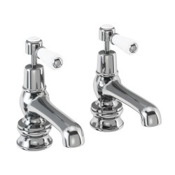 Burlington Kensington Chrome Bath Pillar Taps Regent Base