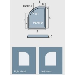 Volente 900 x 800mm Offset Quadrant Shower Tray Tray Layout