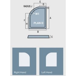 Volente 900 x 700mm Offset Quadrant Shower Tray Tray Layout