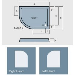 Vantage 900 x 760mm Offset Quadrant Shower Tray Vantage Line Drawing