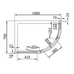 Volente 1000 x 700mm Chrome 6mm Offset Quadrant Shower Enclosure