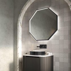 Scudo Passa 800 x 800mm Matt Black LED Bathroom Mirror