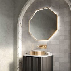 Scudo Passa 800 x 800mm Brushed Brass LED Bathroom Mirror