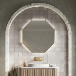 Scudo Passa 800 x 800mm Brushed Brass LED Bathroom Mirror