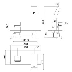 Scudo Descent Chrome Wall Mounted Basin Mixer