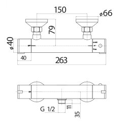 Scudo Chrome Round Exposed Shower Bar Valve