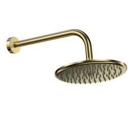 Scudo Brushed Brass Round Shower Arm and Head