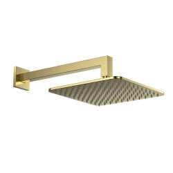 Scudo Brushed Brass Square Shower Arm and Head