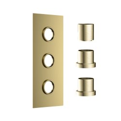 Scudo Concealed Three Outlet Shower Valve with Brushed Brass Plate Scudo Concealed Three Outlet Shower Valve with Brushed Brass Plate