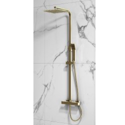 Scudo Elliot Brushed Brass Square Rigid Riser Shower