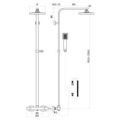 Scudo Elliot Brushed Brass Square Rigid Riser Shower