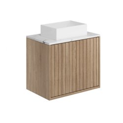Scudo Alfie 600mm Sonoma Oak Wall Mounted Vanity Unit with Countertop Basin