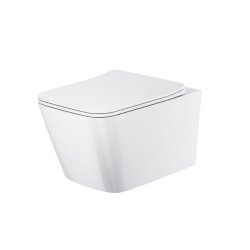Scudo Riviera White Rimless Square Wall Hung Pan and Soft Close Seat