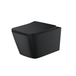 Scudo Riviera Black Rimless Square Wall Hung Pan and Soft Close Seat