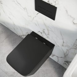 Scudo Riviera Black Rimless Square Wall Hung Pan and Soft Close Seat