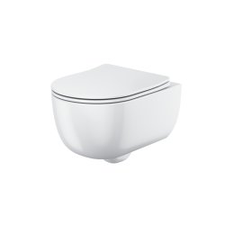 Scudo Riviera White Rimless Round Wall Hung Pan and Soft Close Seat