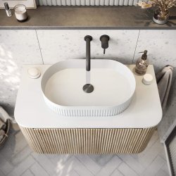 Scudo 575mm Oval Fluted Countertop Basin