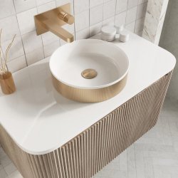 Scudo KOKO 360mm Brushed Brass Fluted Countertop Basin