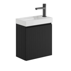 Scudo Linea 400mm Matt Black Wall Hung Cloakroom Vanity Unit and Basin