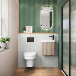 Scudo Linea 400mm Sonoma Oak Wall Hung Cloakroom Vanity Unit and Basin
