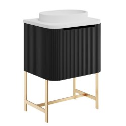 Scudo Linea Curve 600mm Matt Black Wall Hung Vanity Unit with Basin and Legs