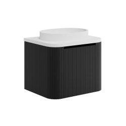 Scudo Linea Curve 600mm Matt Black Wall Hung Vanity Unit and Basin