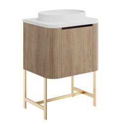 Scudo Linea Curve 600mm Sonoma Oak Wall Hung Vanity Unit with Basin and Legs