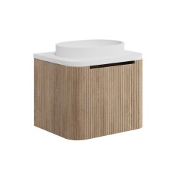 Scudo Linea Curve 600mm Sonoma Oak Wall Hung Vanity Unit and Basin