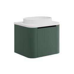 Scudo Linea Curve 600mm Reed Green Wall Hung Vanity Unit and Basin