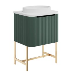 Scudo Linea Curve 600mm Reed Green Wall Hung Vanity Unit with Basin and Legs