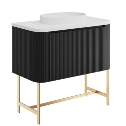 Scudo Linea Curve 900mm Matt Black Wall Hung Vanity Unit and Basin