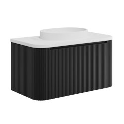 Scudo Linea Curve 900mm Matt Black Wall Hung Vanity Unit and Basin