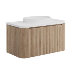 Scudo Linea Curve 900mm Sonoma Oak Wall Hung Vanity Unit and Basin
