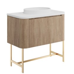 Scudo Linea Curve 900mm Sonoma Oak Wall Hung Vanity Unit with Basin and Legs