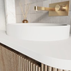Scudo Linea Curve 900mm Sonoma Oak Wall Hung Vanity Unit and Basin