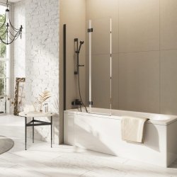Scudo Dawn Thalia 1500 x 900mm Gunmetal Inward Opening Bath Screen