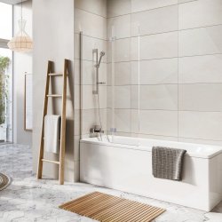 Scudo Dawn Thalia 1500 x 900mm Chrome Outward Opening Bath Screen