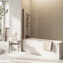 Scudo Dawn Thalia 1500 x 800mm Brushed Bronze Single Panel Bath Screen