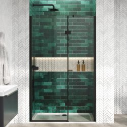 Scudo Dawn Athena 1000mm Black Hinged Inline Shower Door