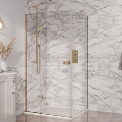 Scudo Dawn Athena 1200mm Brushed Brass Hinged Inline Shower Door