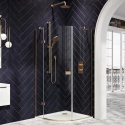 Scudo Dawn Athena 800mm Brushed Brass Hinged Quadrant Shower Enclosure