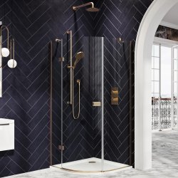 Scudo Dawn Athena 900mm Brushed Brass Hinged Quadrant Shower Enclosure
