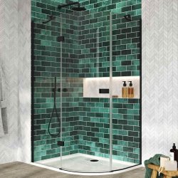 Scudo Dawn Athena 1200 x 800mm Black Hinged Offset Quadrant Shower Enclosure