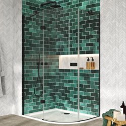 Scudo Dawn Athena 1200 x 900mm Black Hinged Offset Quadrant Shower Enclosure