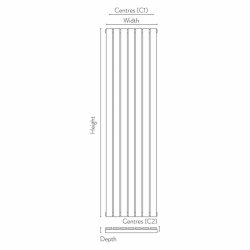 Scudo Bravo Anthracite 1600 x 476mm Vertical Single Designer Radiator
