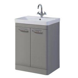 Kartell Options 600mm Basalt Grey Floor Standing 2 Door Vanity Unit & Basin