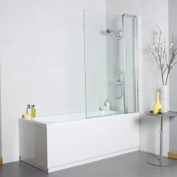 Kartell Koncept Straight Square Edge 1000mm Bath Screen With Extension Panel 2